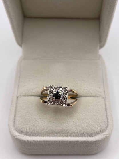 9ct gold sapphire and diamond ring