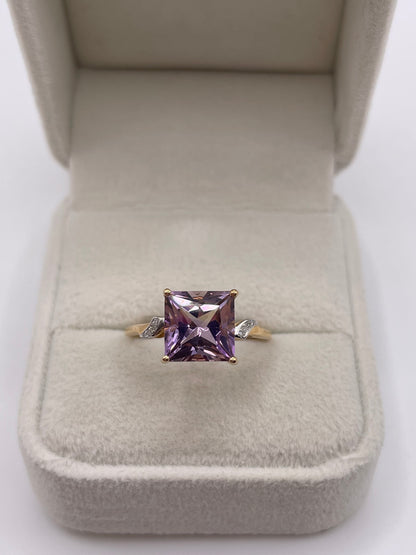 9ct gokd ametrine and diamond ring