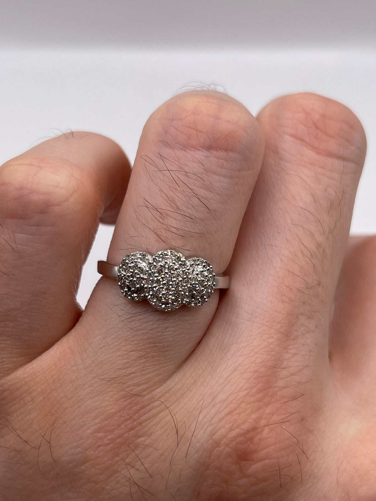 9ct white gold diamond cluster ring