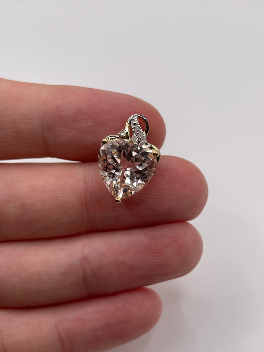 9ct gold morganite and diamond pendant