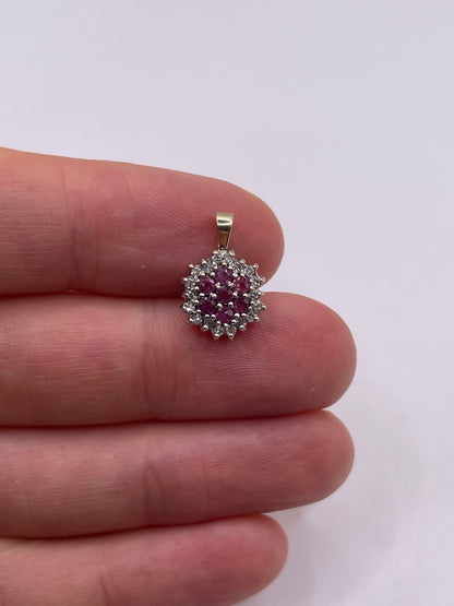 9ct gold ruby and diamond pendant