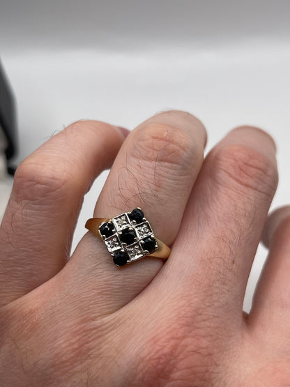 9ct gold sapphire and diamond ring