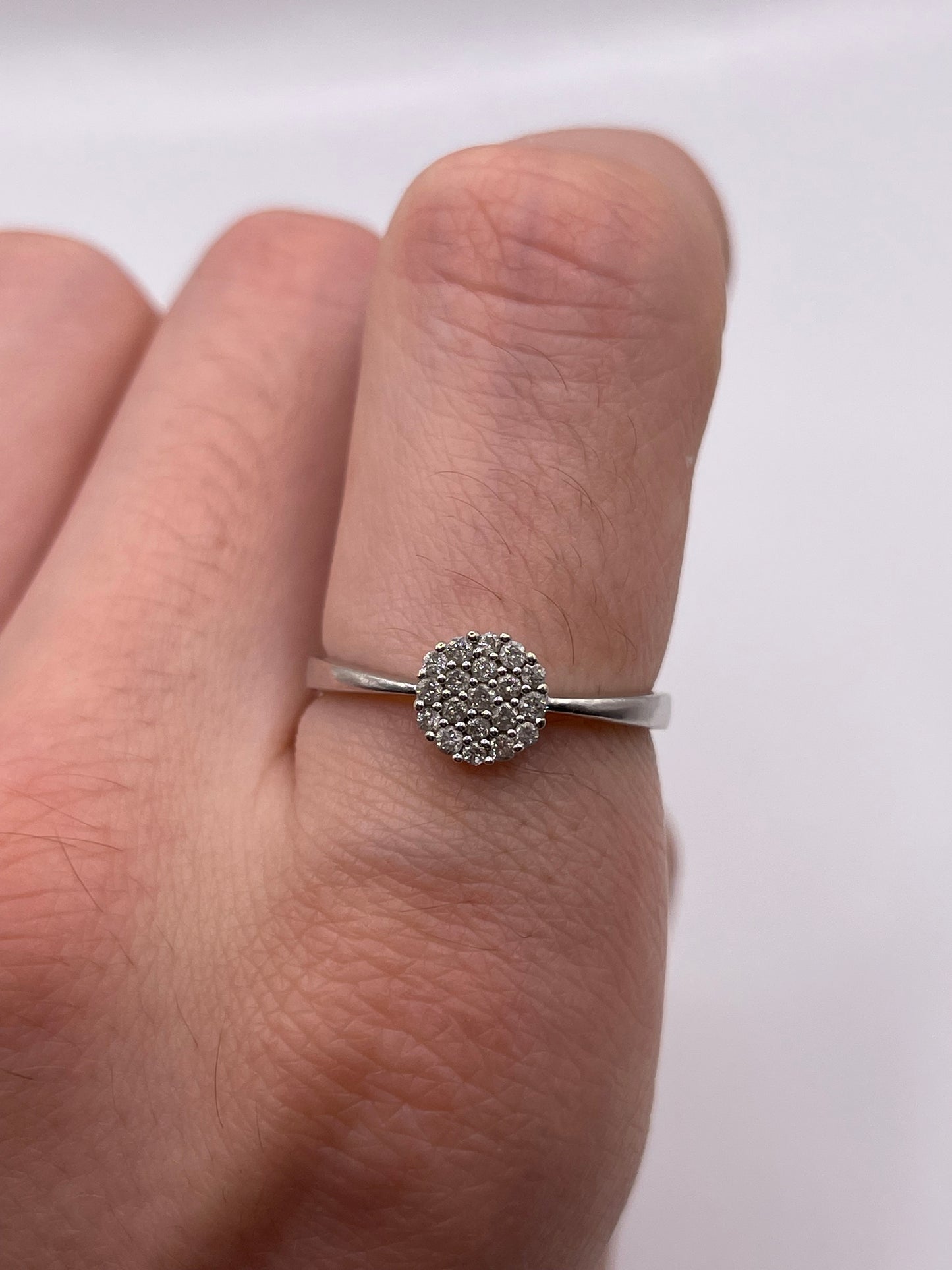 9ct white gold diamond cluster ring