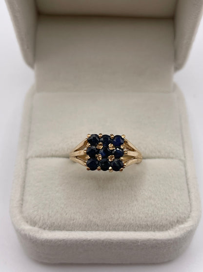 9ct gold sapphire cluster ring