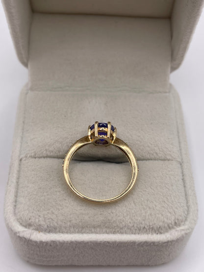 9ct gold tanzanite and zircon ring