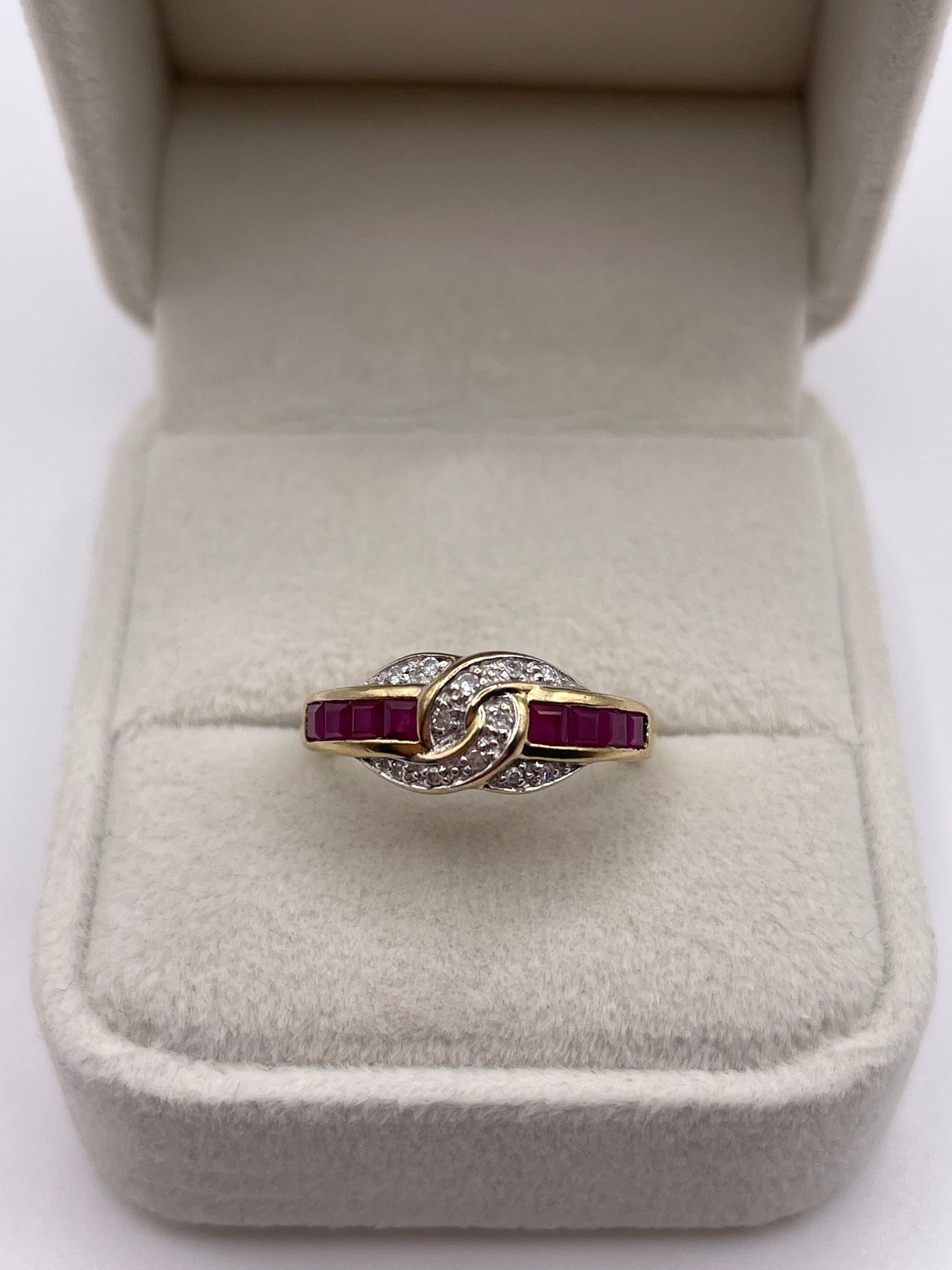 9ct gold ruby and diamond ring