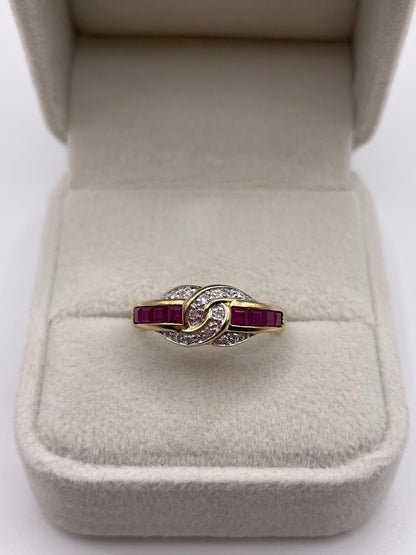 9ct gold ruby and diamond ring