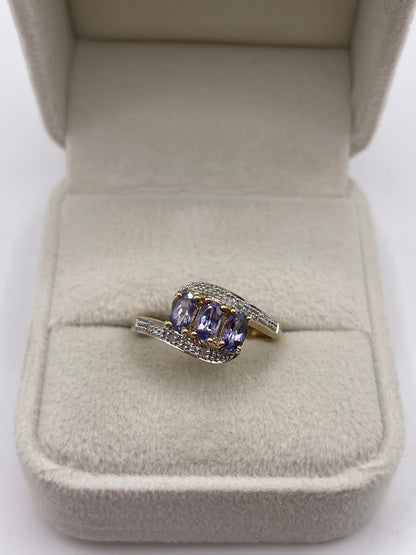 9ct gold tanzanite and diamond ring