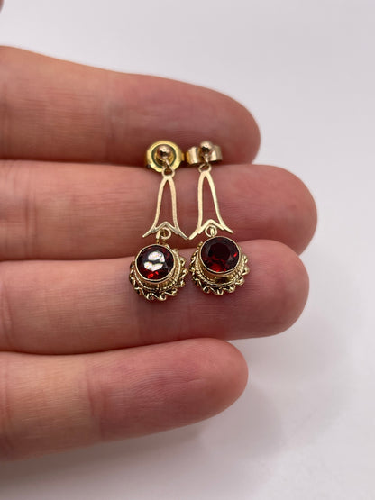 9ct gold garnet earrings