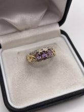 Load image into Gallery viewer, 9ct gold amethyst and diamond ring
