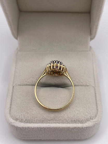 9ct gold amethyst and diamond ring