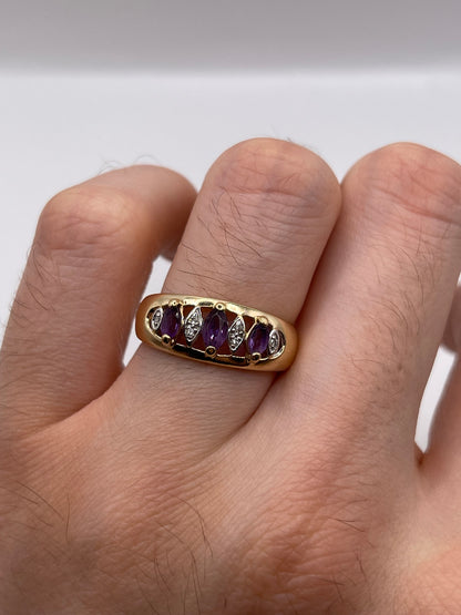9ct gold amethyst and diamond ring