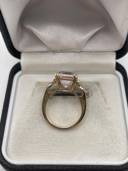 9ct gold kunzite and zircon ring