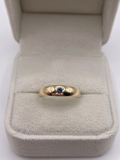 9ct gold sapphire gypsy ring