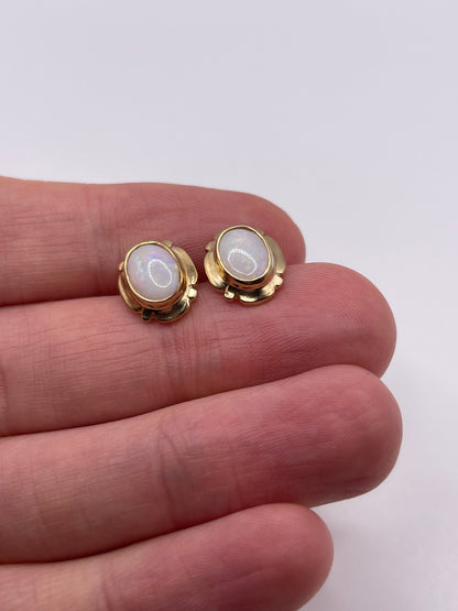 9ct gold opal earrings