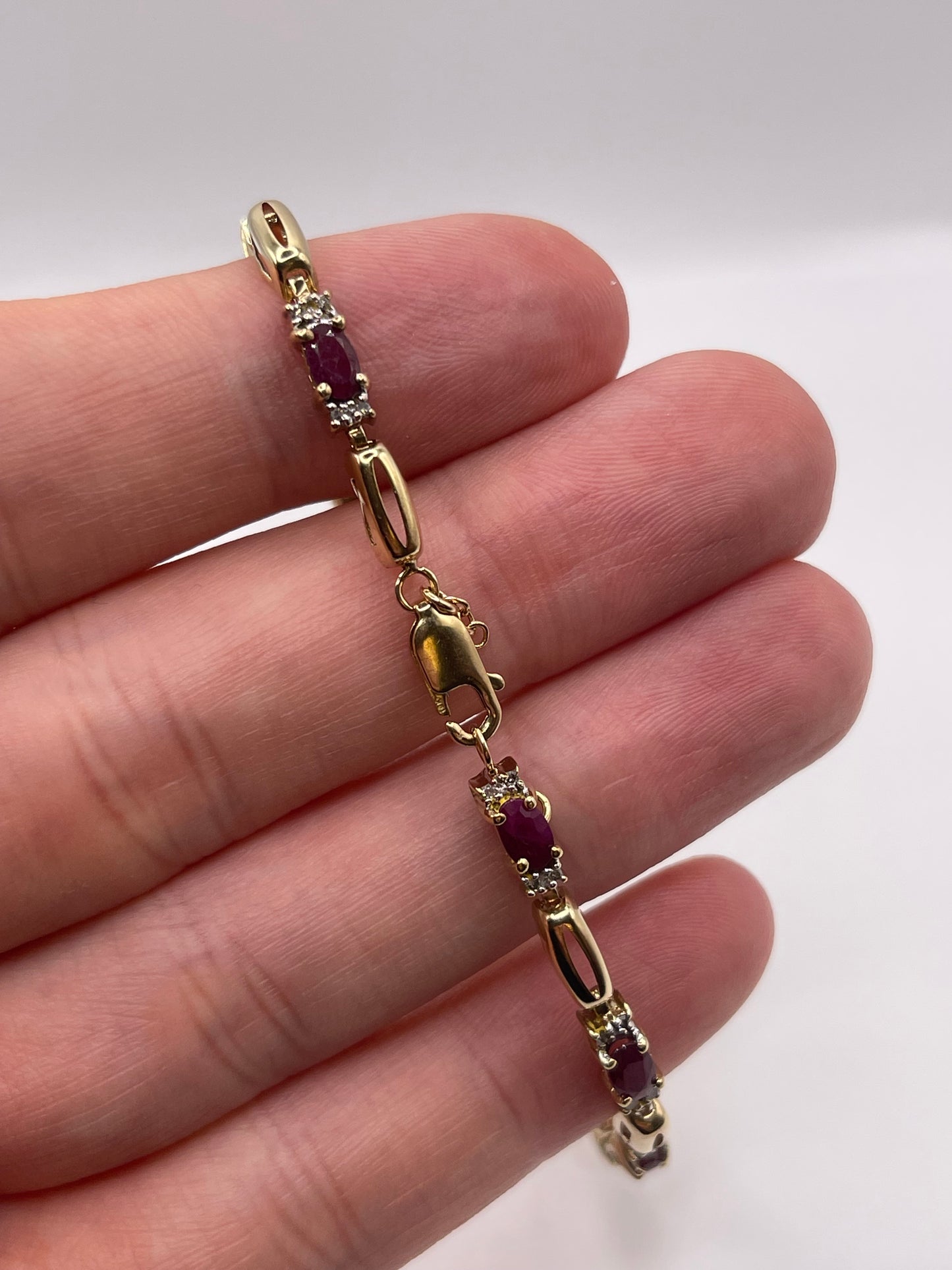 9ct gold ruby and diamond bracelet