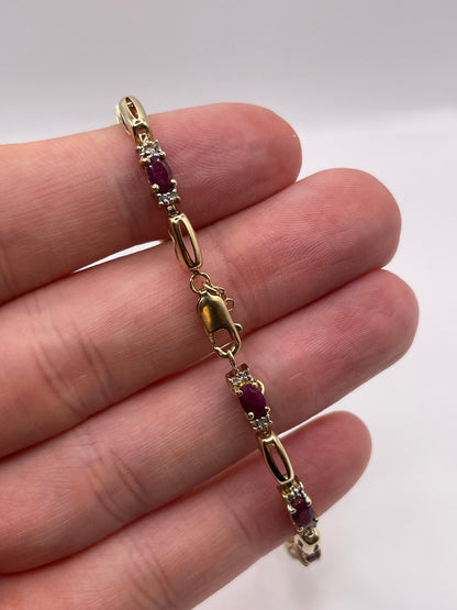 9ct gold ruby and diamond bracelet
