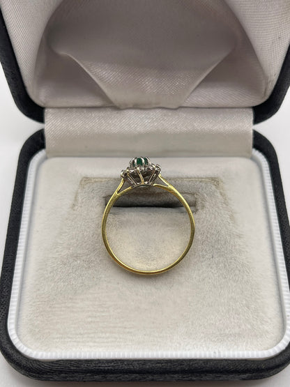 18ct gold emerald and diamond ring