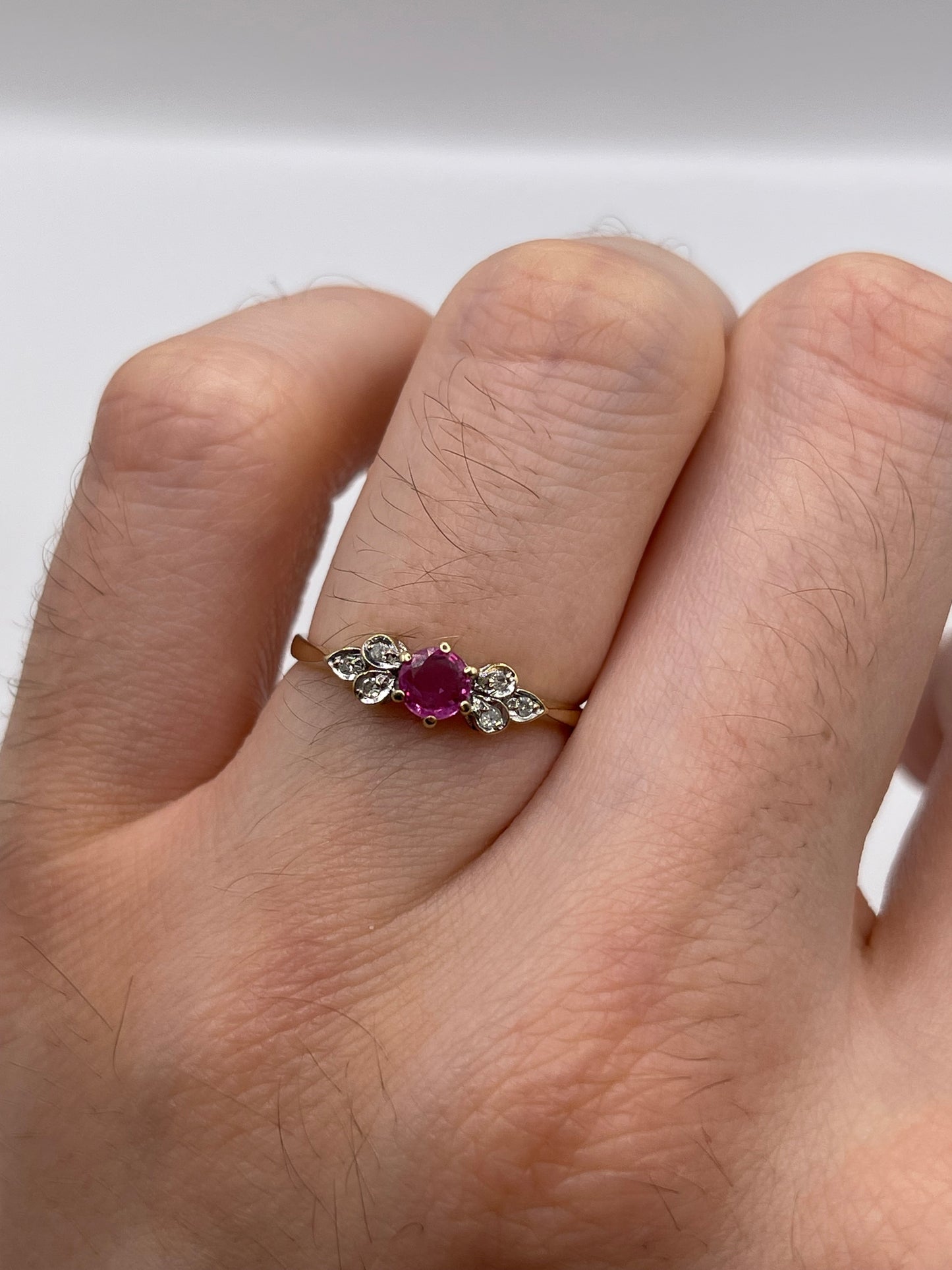 9ct gold ruby and diamond ring