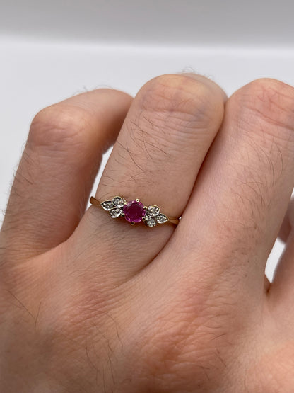 9ct gold ruby and diamond ring