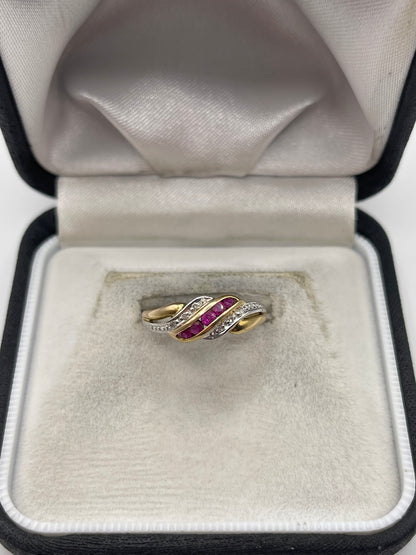 9ct gold ruby and diamond ring