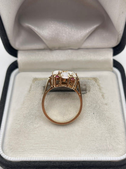 9ct gold ruby and opal ring