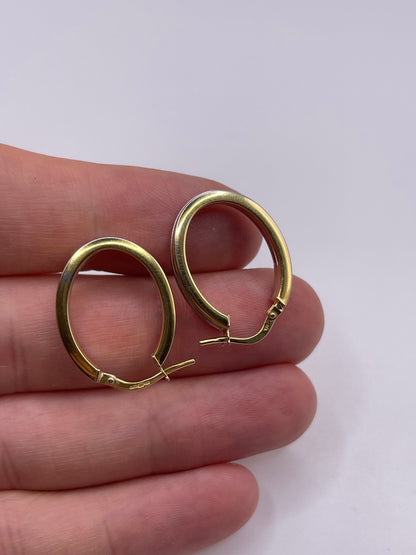 9ct two tone gold creole earrings