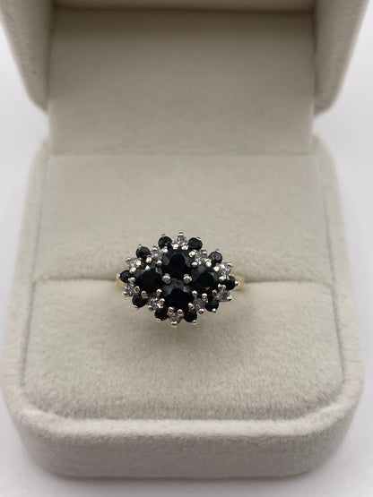 9ct gold sapphire and diamond ring