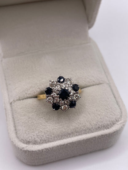 18ct gold sapphire and diamond cluster ring