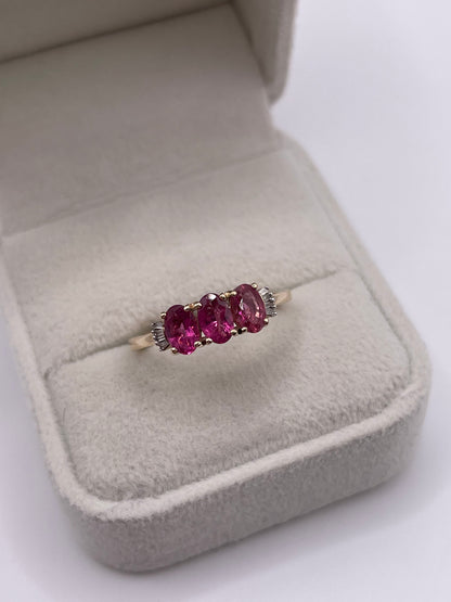 9ct gold tourmaline and diamond ring