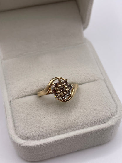 9ct gold cognac diamond cluster ring