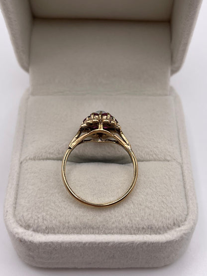9ct gold opal and ruby ring