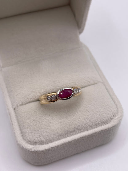 9ct gold ruby and diamond ring