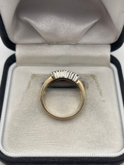 9ct gold emerald and diamond ring