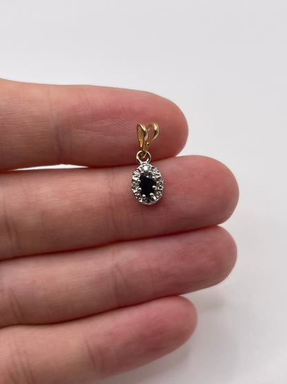 9ct gold sapphire and diamond pendant