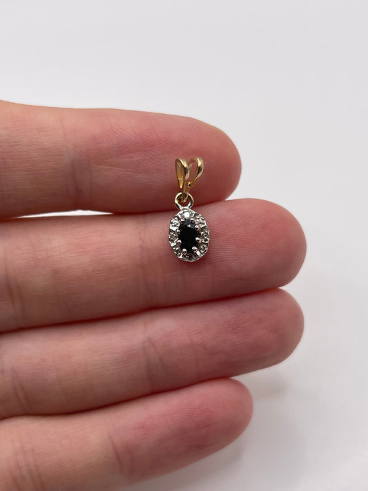 9ct gold sapphire and diamond pendant