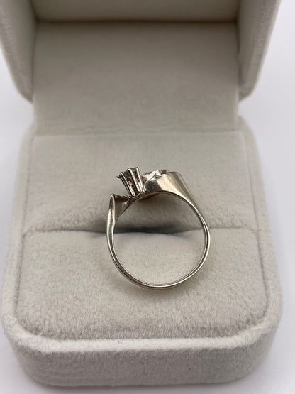 14ct white gold opal triplet and diamond ring