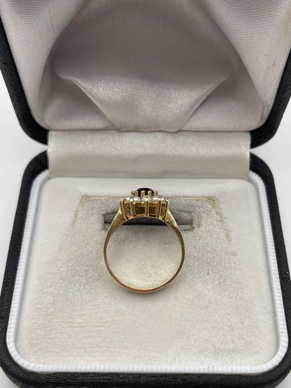 9ct gold amethyst and pearl ring