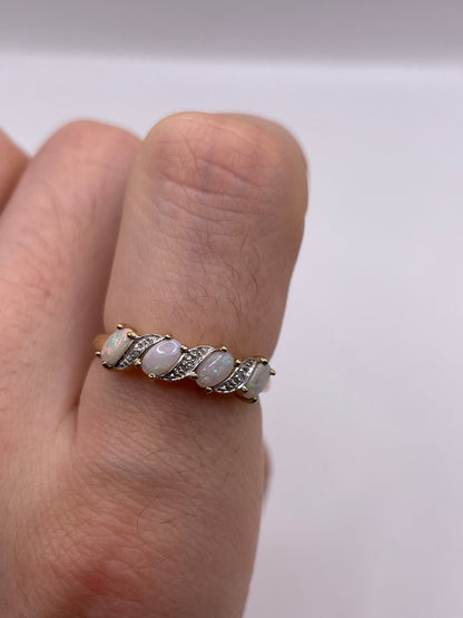 9ct gold opal and diamond ring