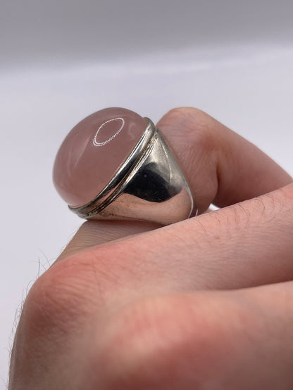Silver rose quartz ring