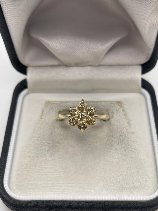 9ct gold quartz cluster ring