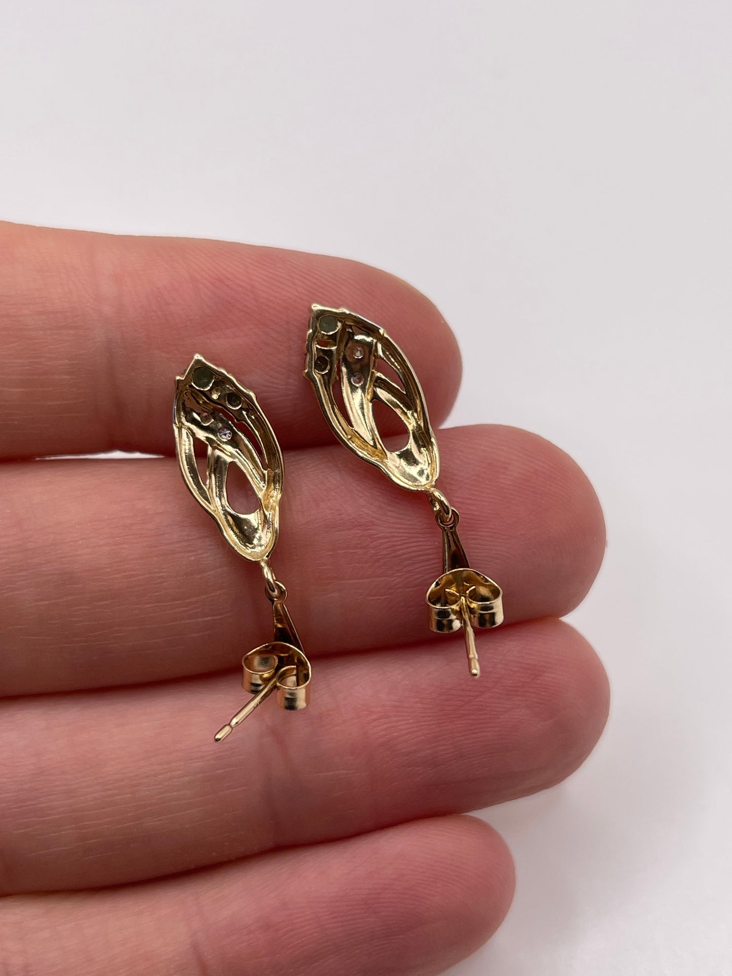 9ct gold emerald and diamond earrings