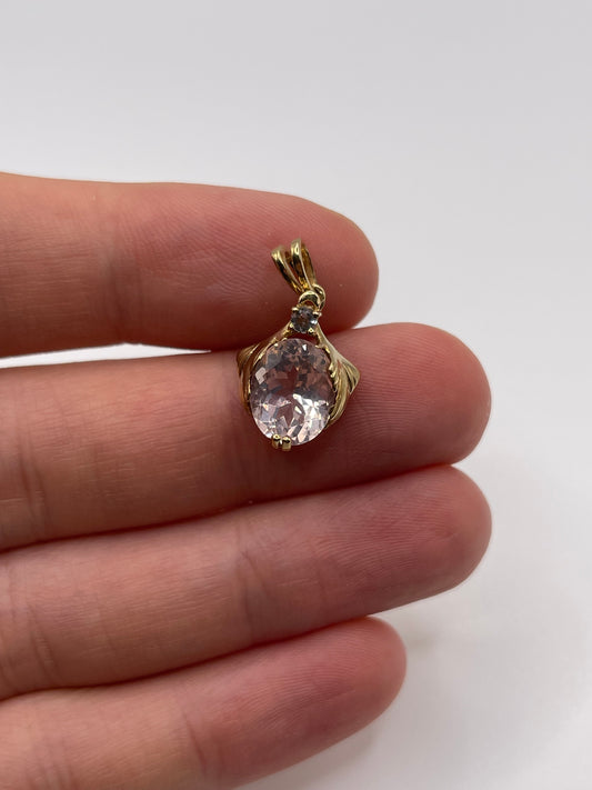 9ct gold morganite and zircon pendant