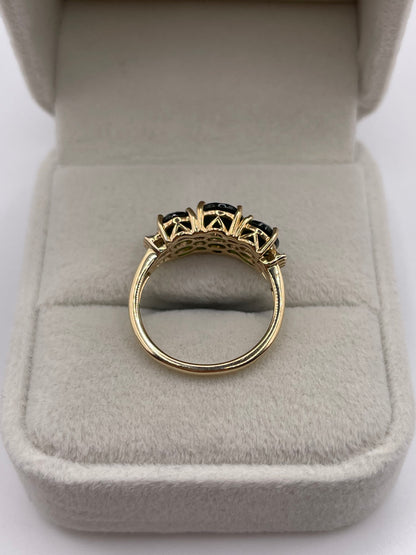 9ct gold diopside and diamond ring