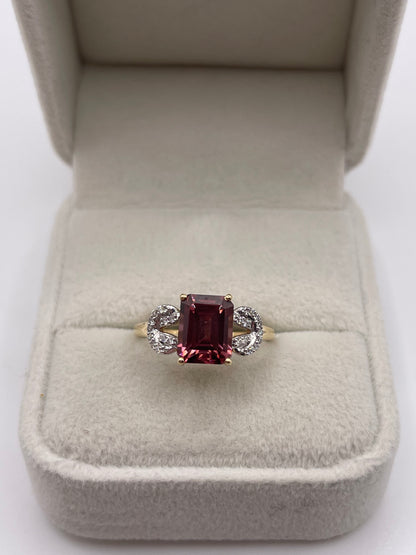 14ct gold tourmaline and diamond ring
