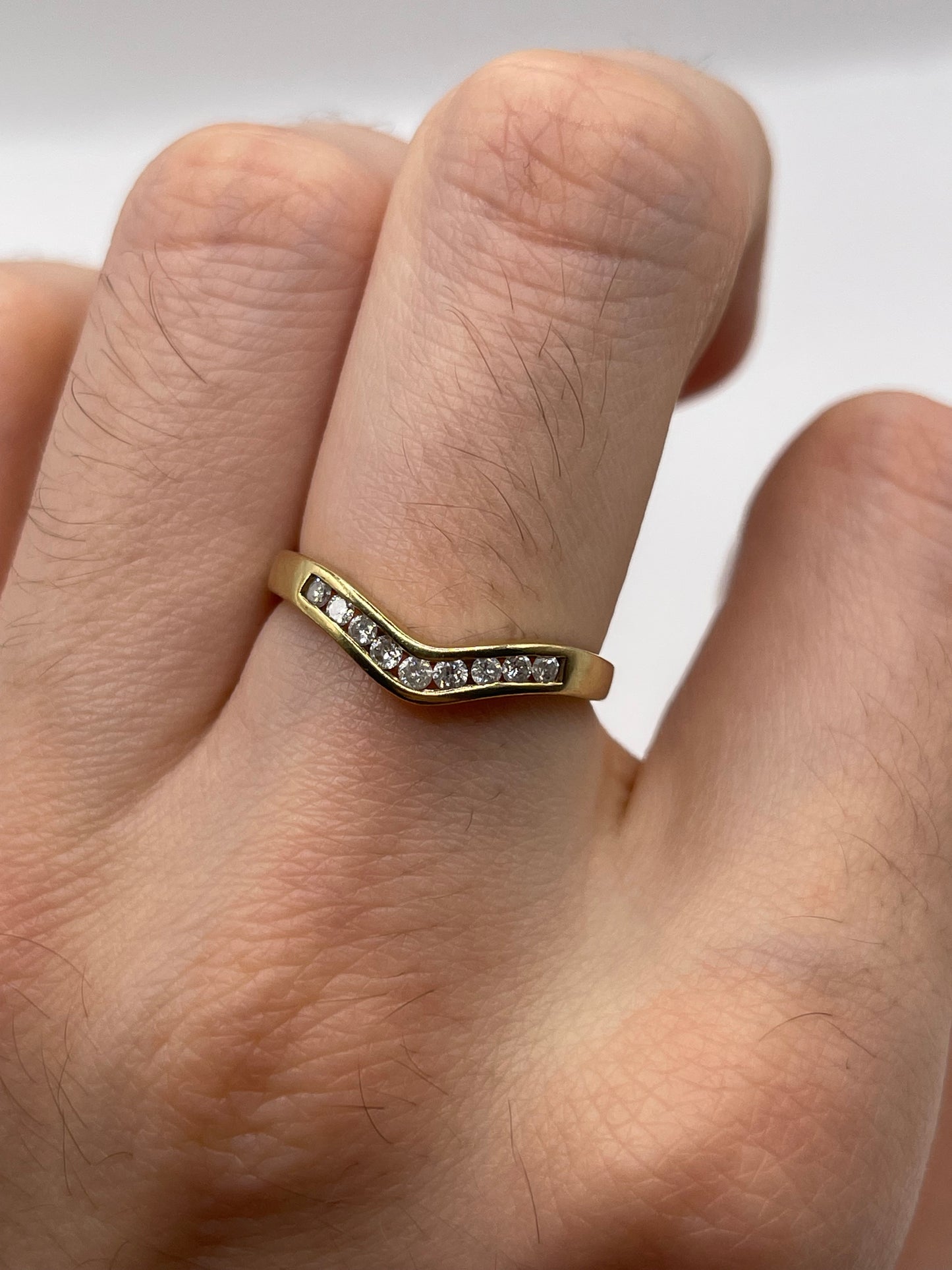 9ct gold diamond wishbone ring
