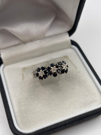 9ct gold sapphire and diamond ring