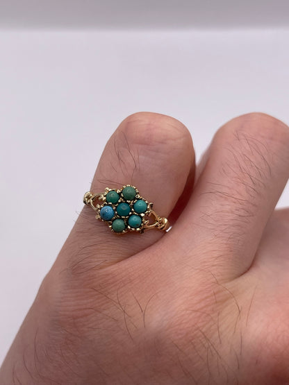 9ct gold turquoise cluster ring