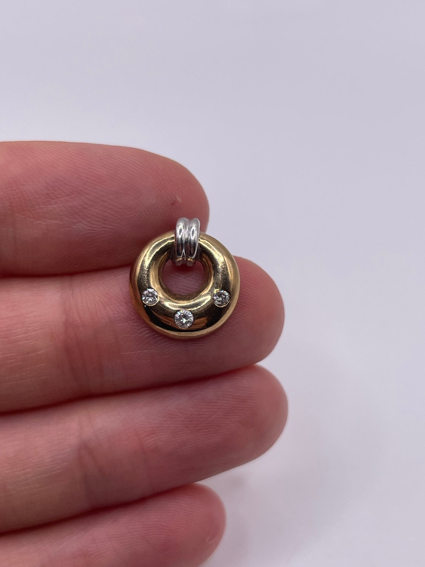 9ct two tone gold diamond pendant
