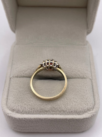 9ct gold garnet and diamond ring